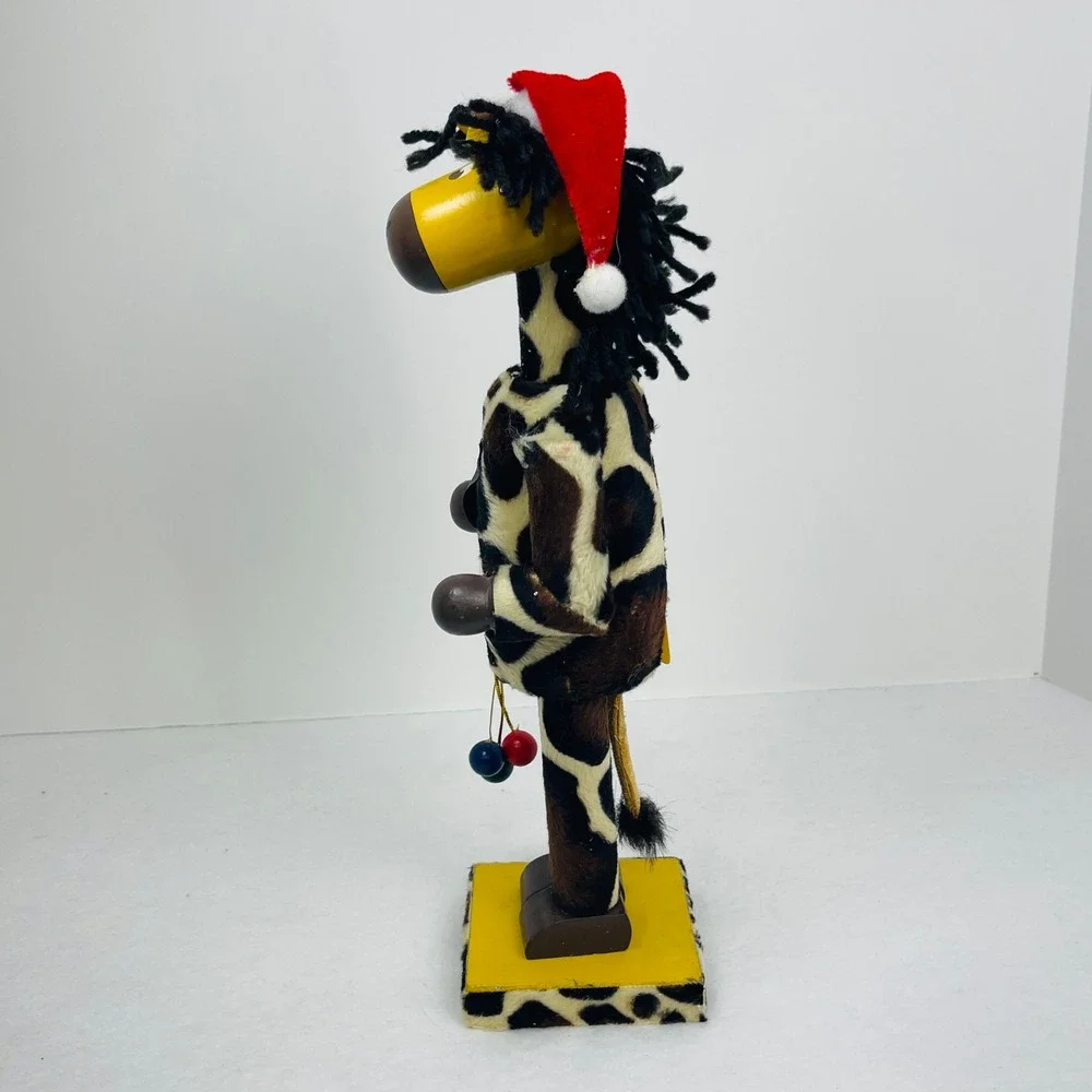 Giraffe Christmas Nutcracker Safari Animal Print Santa Hat 12 Inch Decor